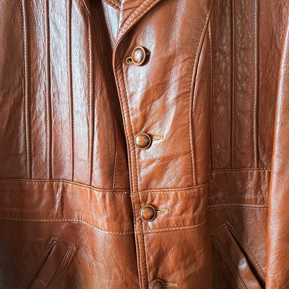 Vintage Grais 70's Glazed Aniline Cabretta Leather Jacket SZ 42L - Picture 4 of 14
